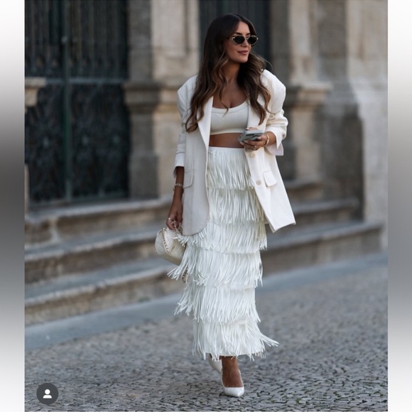ZARA FRINGED PENCIL SKIRT ZW COLLECTION SIZE XS - Picture 1 of 16